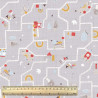 Printed Cotton MIDRIL Blue-Gray / Tangy Multicolored